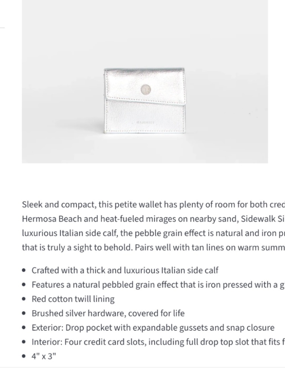 Hammitt Montana Pocket Wallet Sidewalk Silver